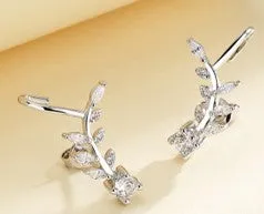 18K White Gold Cuff Climber Earring with crystals from Swarovski