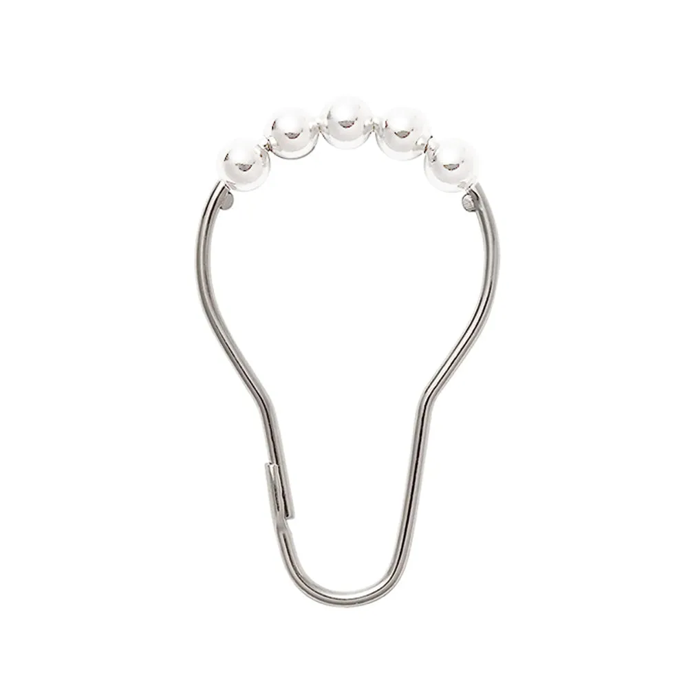 24 Shower Curtain Hooks Set Rings Decorative Bathroom Rods Easy Glide Heavy Duty