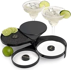 3 Tier Bar Glass Rimmer Dish Set For Margarita Drink & Cocktail, Margarita Salt