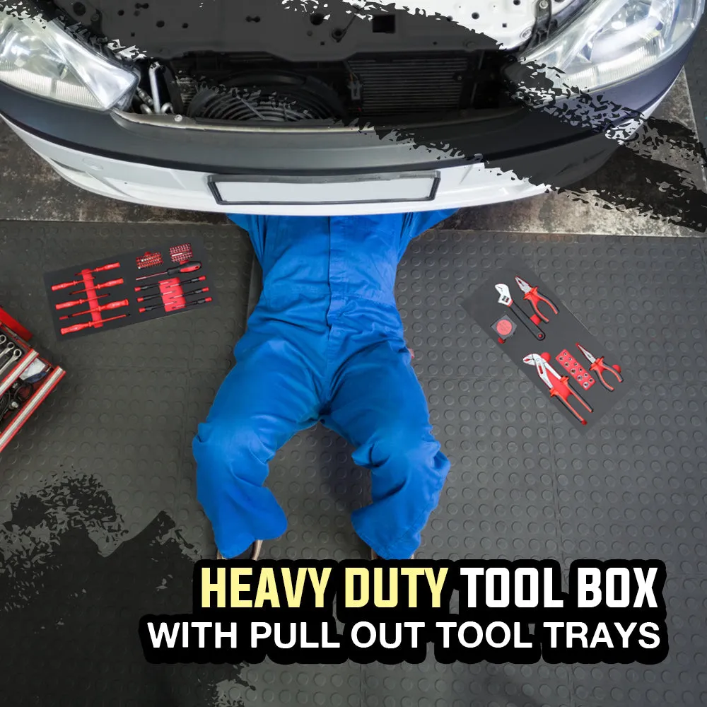 478 Piece Tool Box Chest Kit | Storage Cabinet Set Drawers With Tools | RED | BULLET