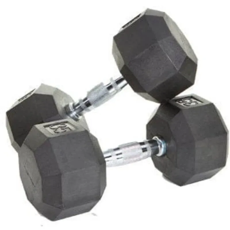 5-75 lb Rubber Encased Dumbbell Set with 3 Tier Shelf Rack VTX Troy VERTPAC-SDR75