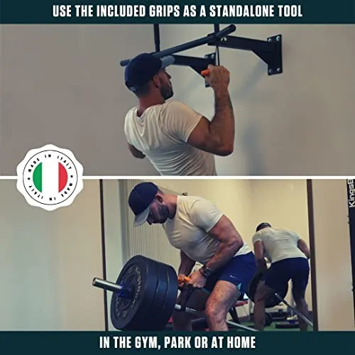 A90 Sling Trainer - smallest suspension trainer marketwide, 7 special functions incl. door pull-ups, barless dips, weightvest & more | Bodyweight Strength Trainer | including Angles90 Grips