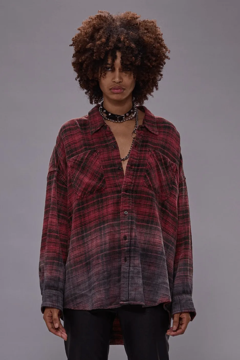 Drop Neck Workshirt - Dip Dye Red