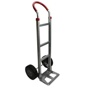 Foam Fill Tire Aluminum Dolly Hand Truck with Round Handle & Wide Width Nose Plate