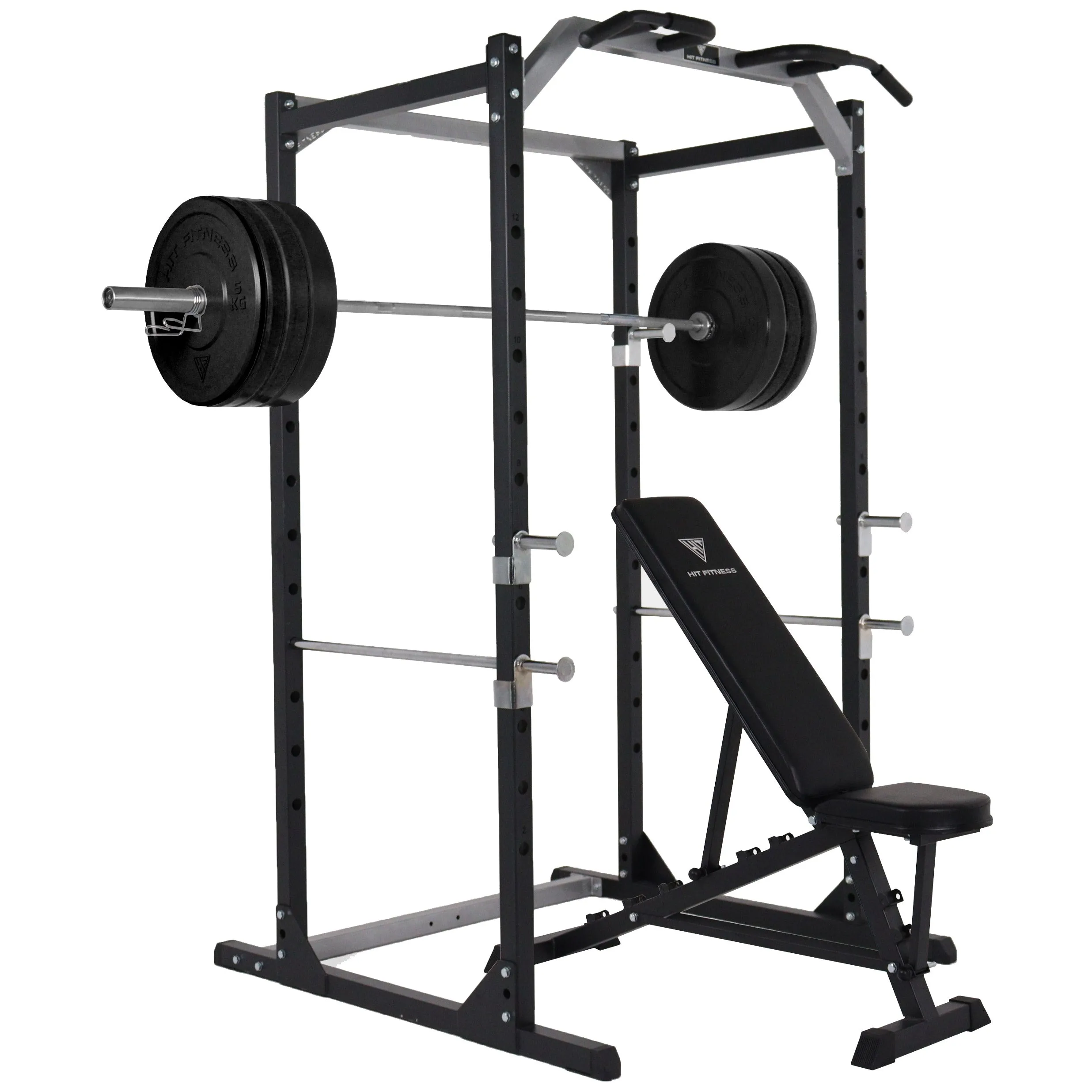 Hit Fitness Athletic Pack 120kg | Rack - Bench - Black Bumper Plates