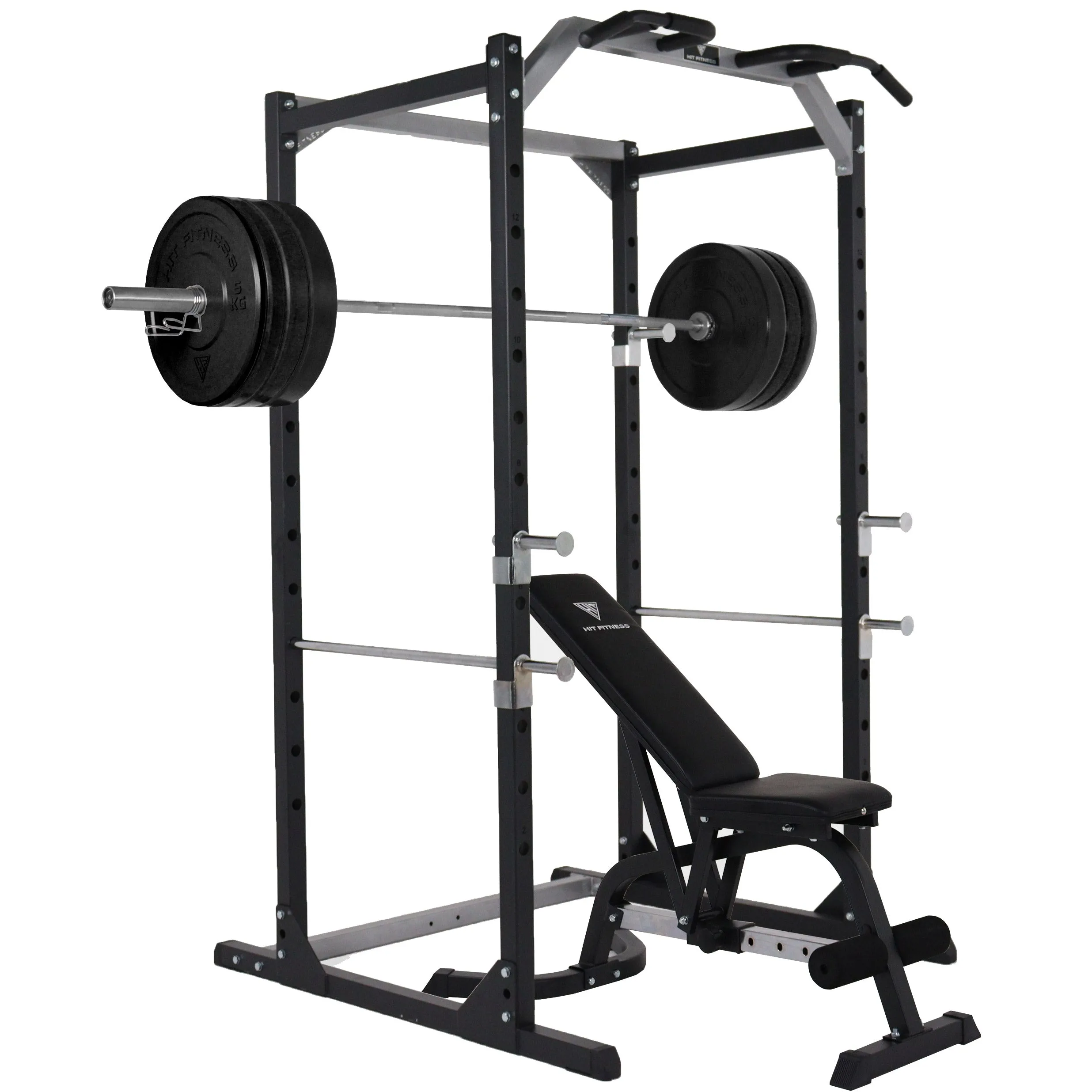 Hit Fitness Athletic Pack 120kg | Rack - Bench - Black Bumper Plates