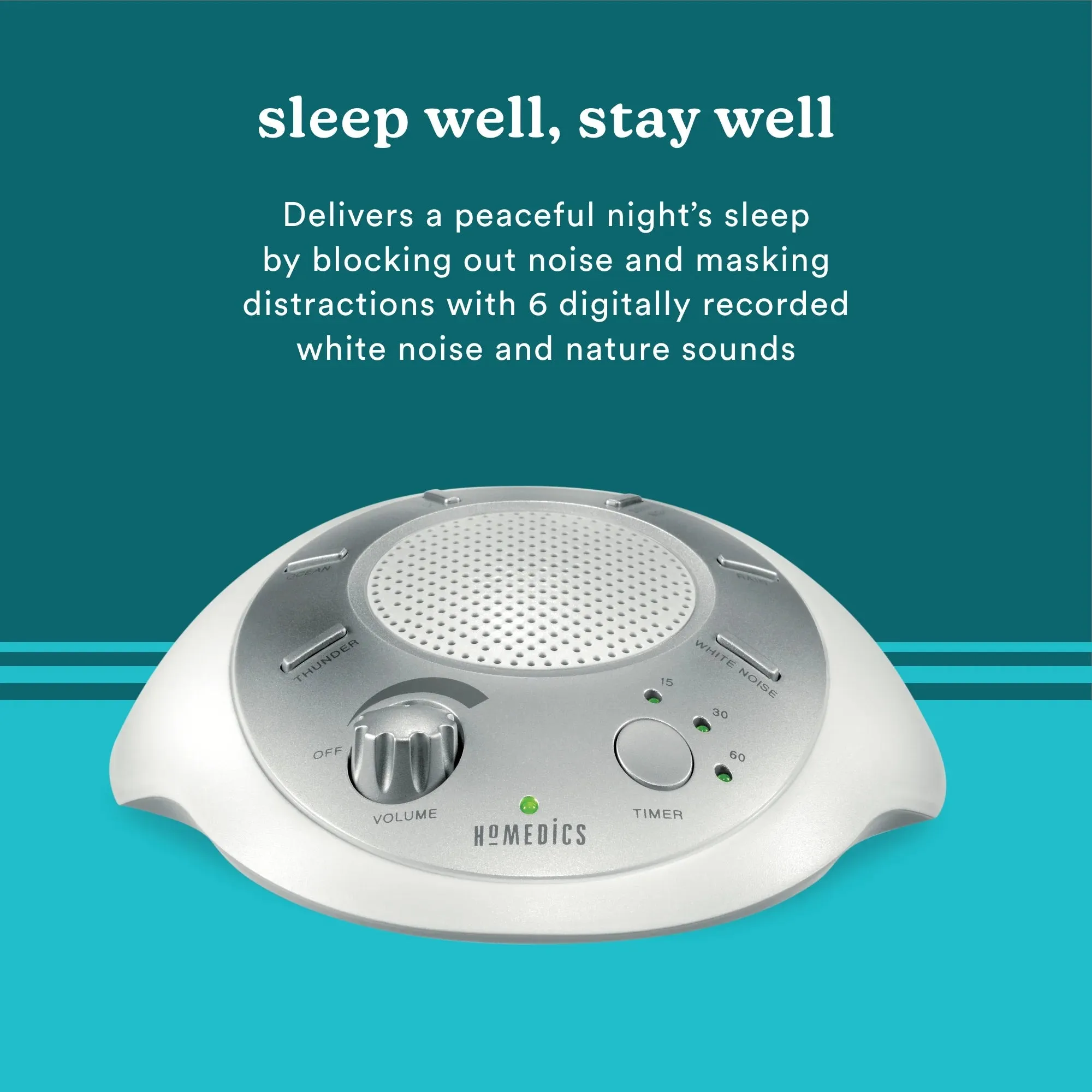 Homedics Sound Spa and White Noise  Machine, 6 Relaxing Nature Sounds, Sound Therapy for Home, Office, Nursery