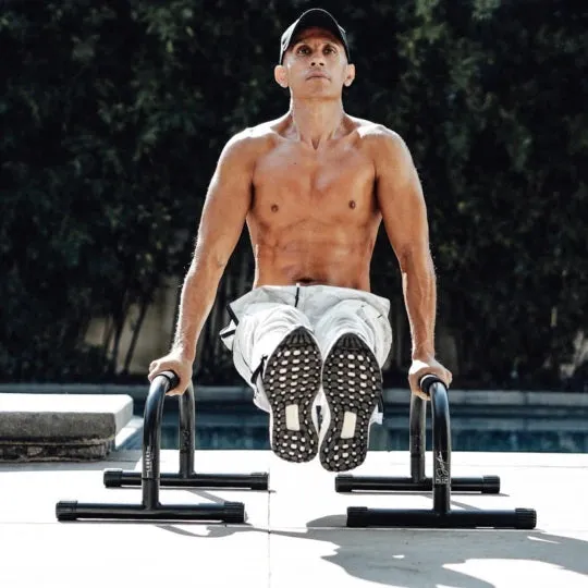 Lebert Fitness Parallettes Push Up Dip Stand "Frank Medrano Series" (12''H x 25''L x 16''W) - Matte Black