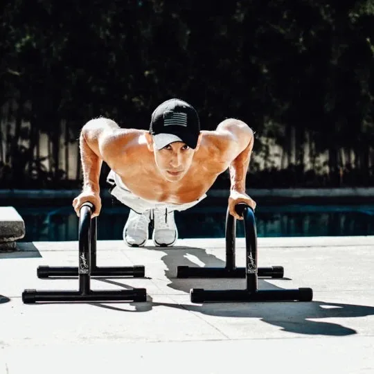 Lebert Fitness Parallettes Push Up Dip Stand "Frank Medrano Series" (12''H x 25''L x 16''W) - Matte Black