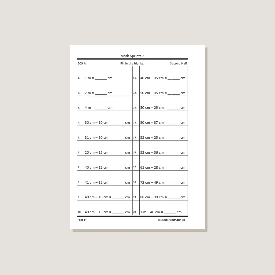 Math Sprints Workbook 2 - Permanently Out of Stock