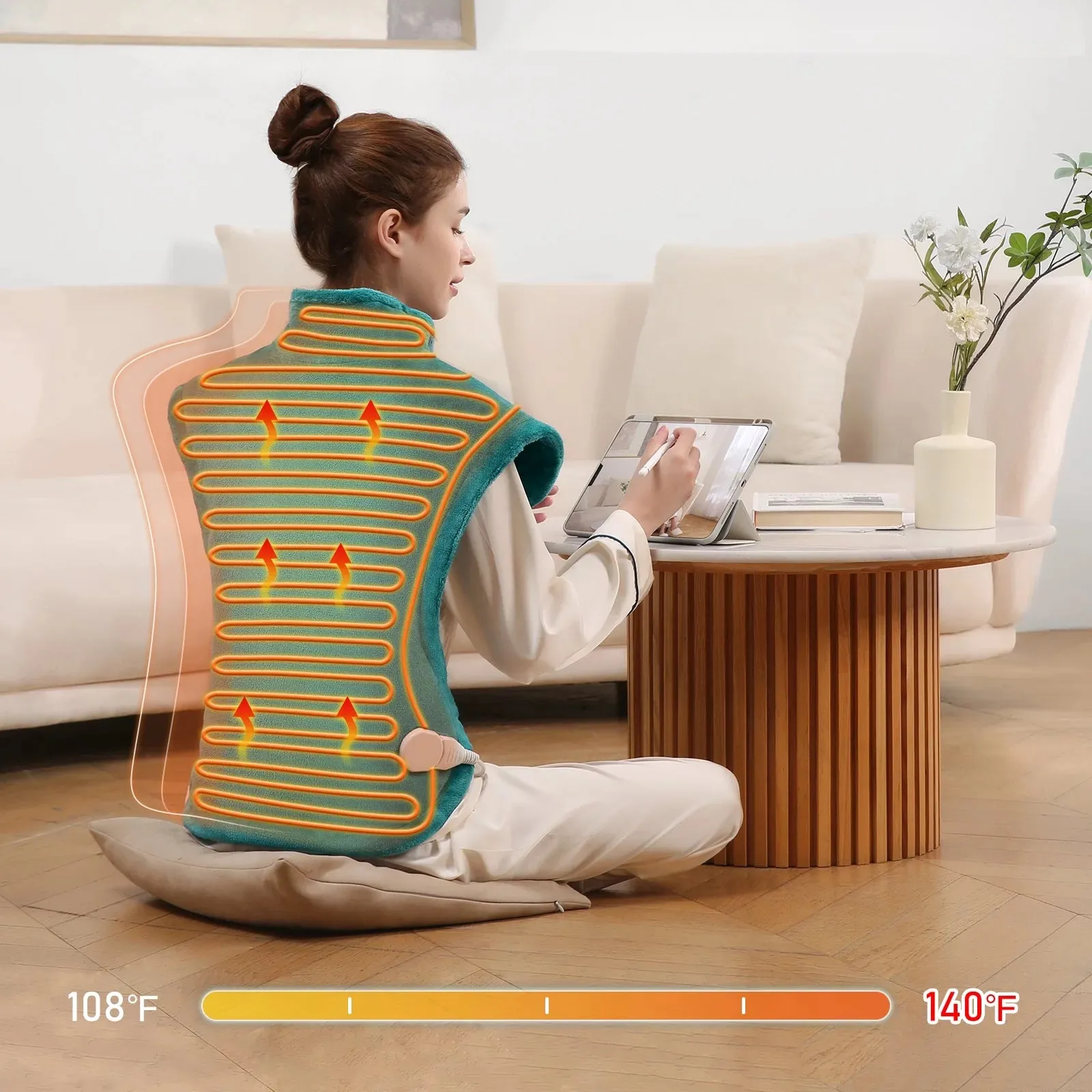 Maxkare Large Heating Pad with 4 Heat Settings & Auto Shut-off, for Full Body Stress Relief, 24"x33"- Green