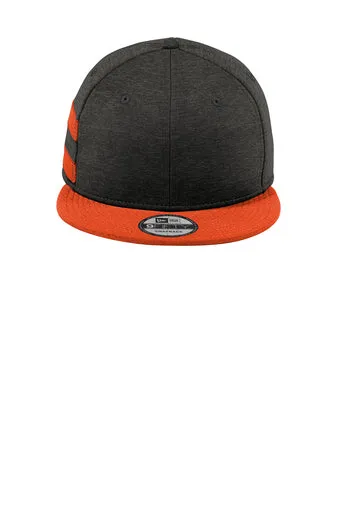 New Era  Shadow Heather Striped Flat Bill Snapback Cap - Black Shadow Heather/ Deep Orange