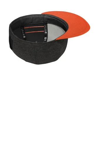New Era  Shadow Heather Striped Flat Bill Snapback Cap - Black Shadow Heather/ Deep Orange
