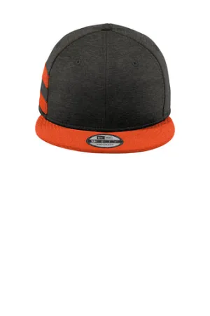 New Era  Shadow Heather Striped Flat Bill Snapback Cap - Black Shadow Heather/ Deep Orange