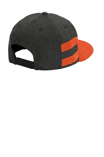 New Era  Shadow Heather Striped Flat Bill Snapback Cap - Black Shadow Heather/ Deep Orange