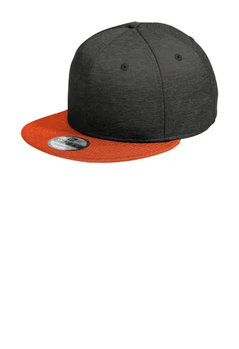 New Era  Shadow Heather Striped Flat Bill Snapback Cap - Black Shadow Heather/ Deep Orange