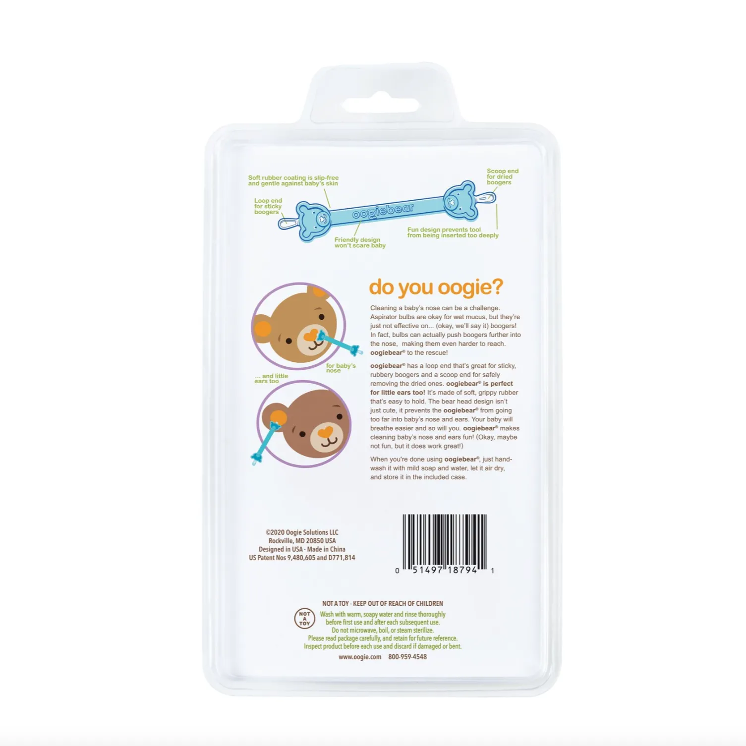 Oogiebear Booger   Ear Tool - 2pk Orange   Seafoam with Case