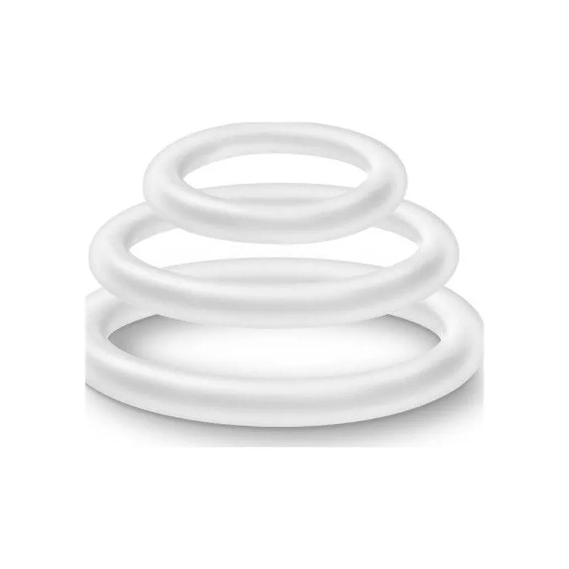 Performance Silicone Cock Ring 3 Pc Set White Glow