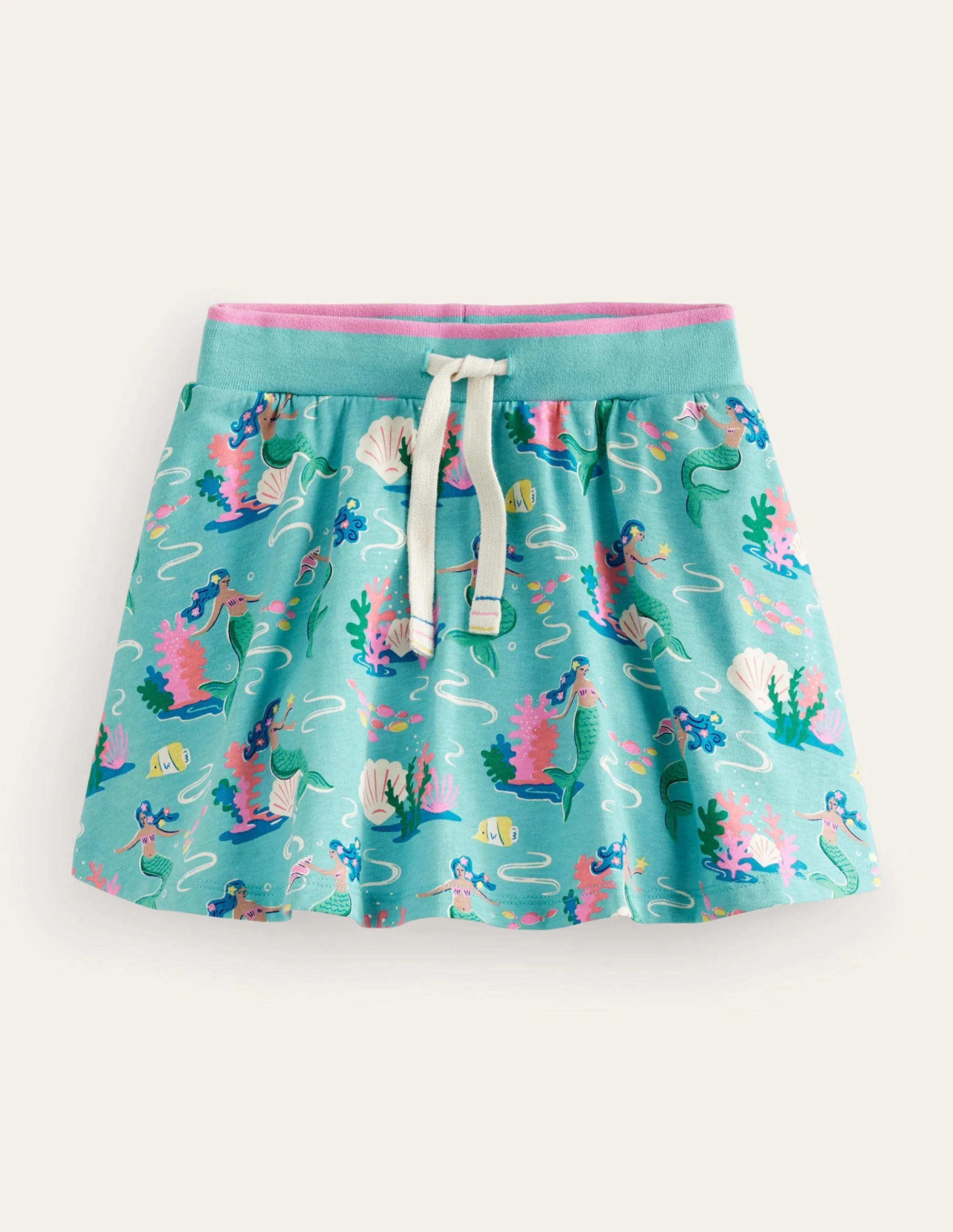 Printed Jersey Skort-Aqua Sea Blue Mermaids