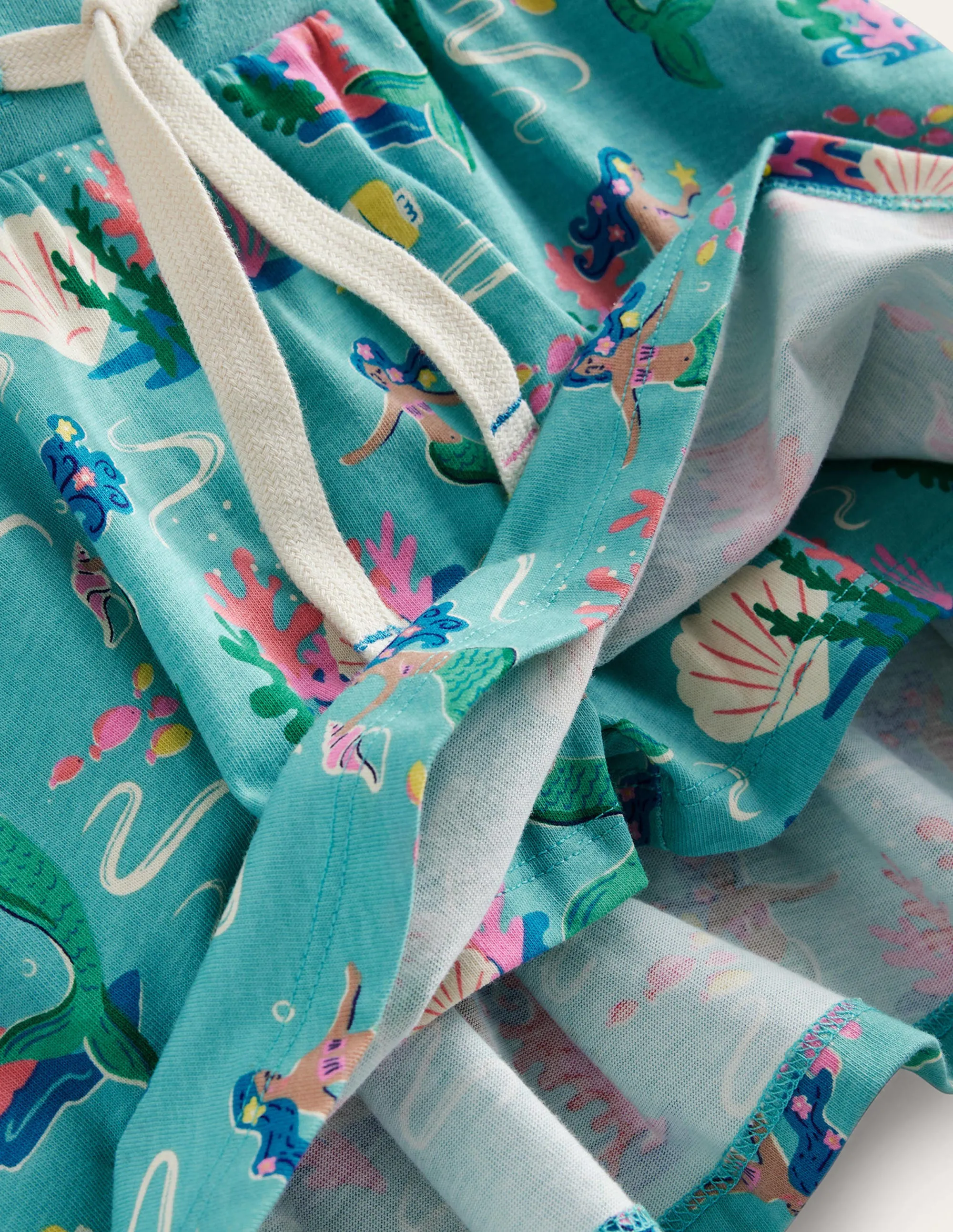 Printed Jersey Skort-Aqua Sea Blue Mermaids