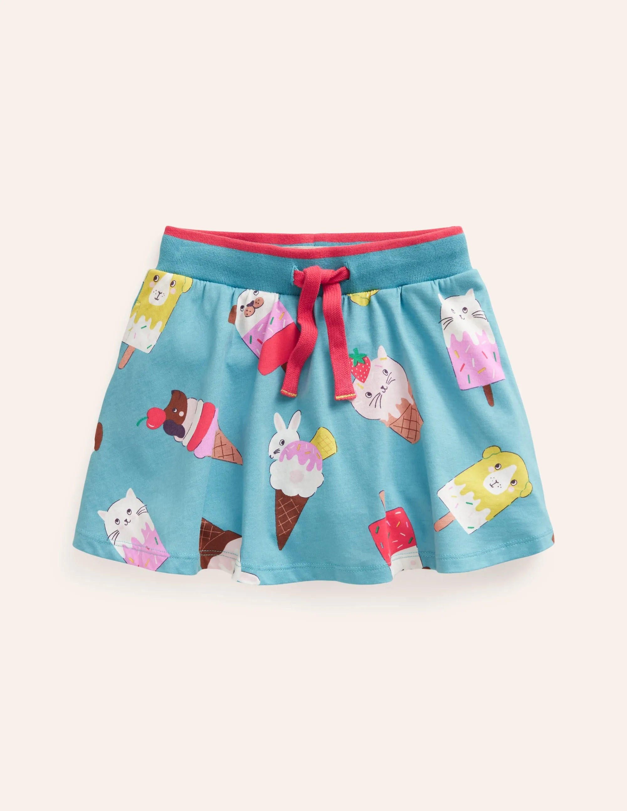 Printed Jersey Skort-Aqua Sea Ice Cream