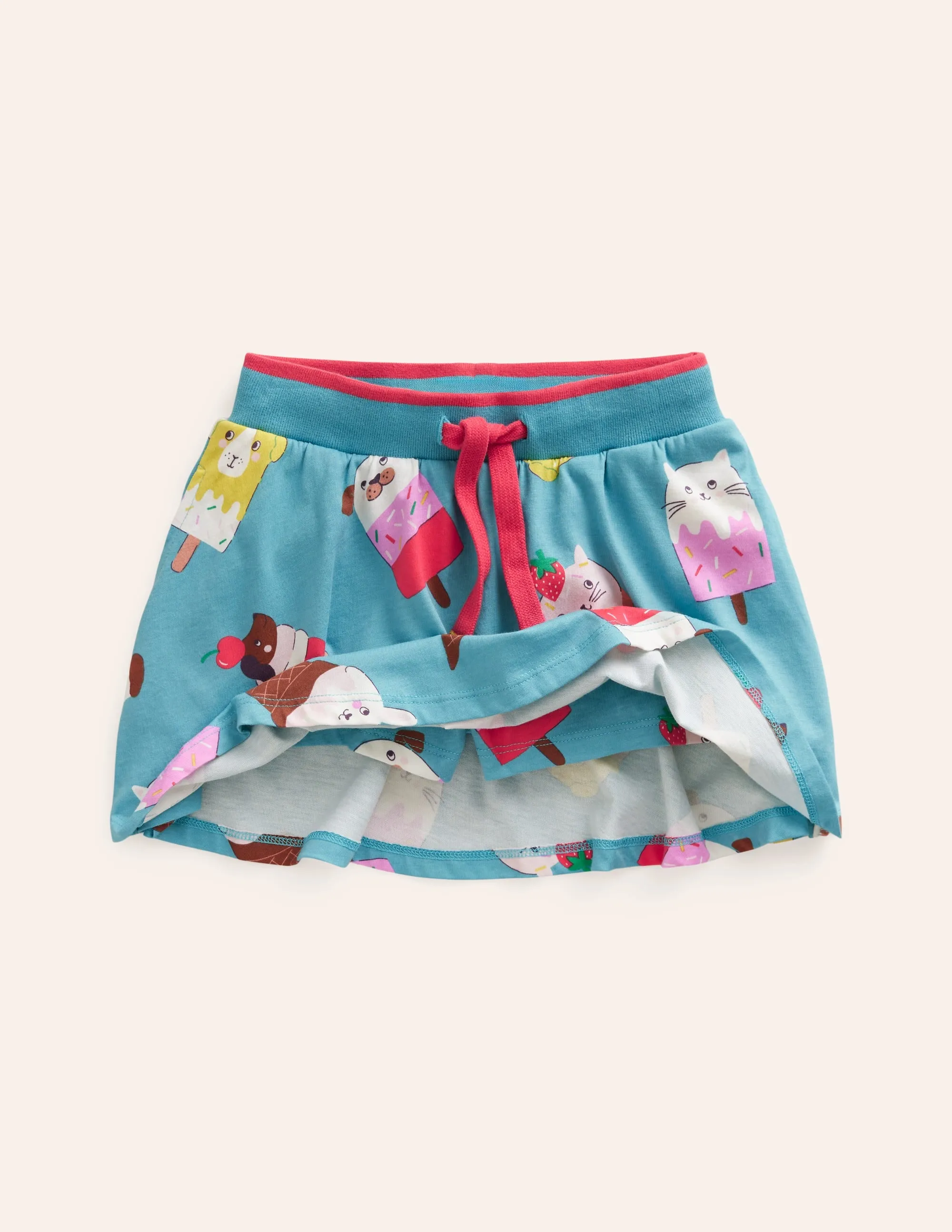 Printed Jersey Skort-Aqua Sea Ice Cream