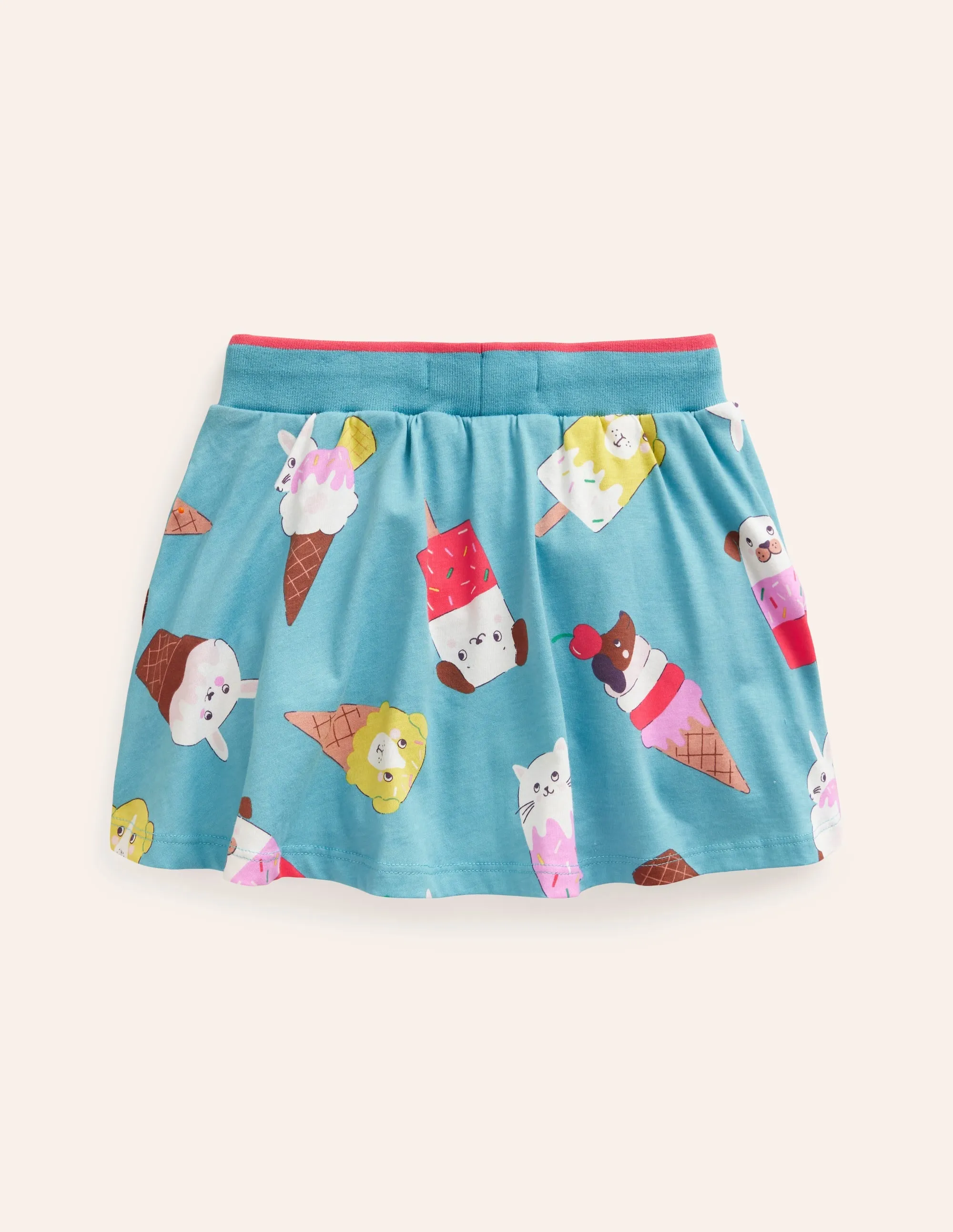 Printed Jersey Skort-Aqua Sea Ice Cream