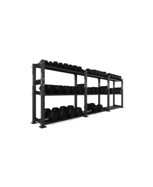 The Bulldog Gear - Hex Dumbbells 1.0 1050kg Set (2.5kg to 50kg)   Storage System - 338cm